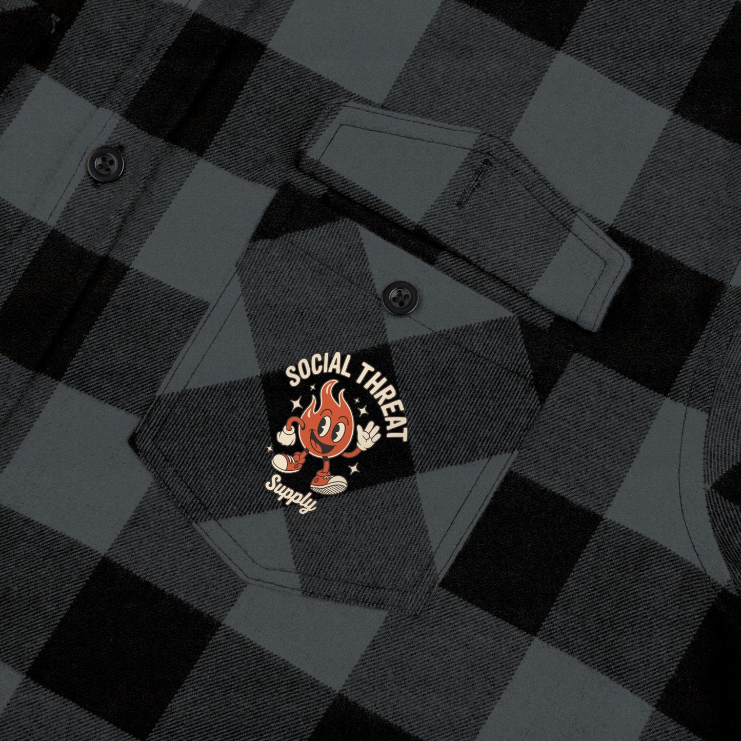 Social Threat Lighthouse Flannel – Vintage-Inspired Flame Logo & Nautical Back Print (Isaiah 58:8)