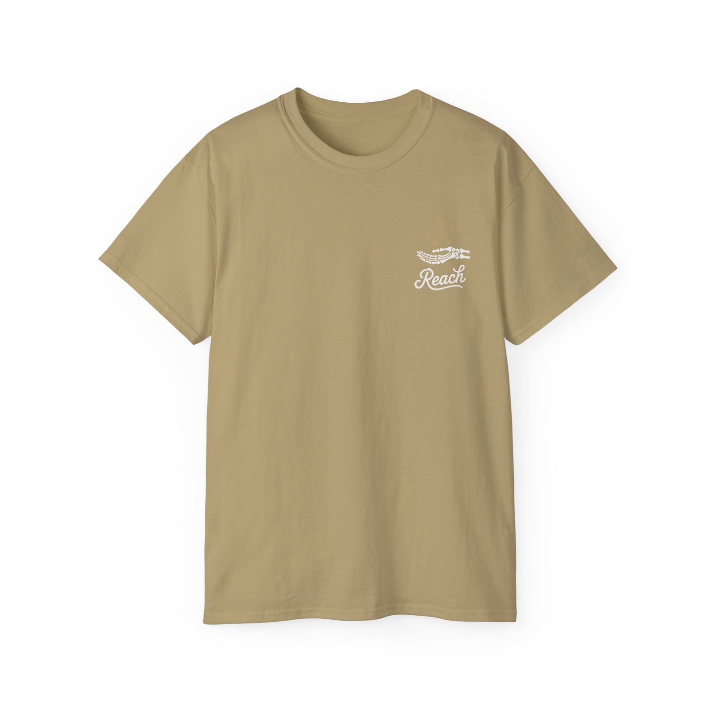"Reach for the Light" – Skeleton Hand & Moon Shirt | Nighttime Version (John 8:12)