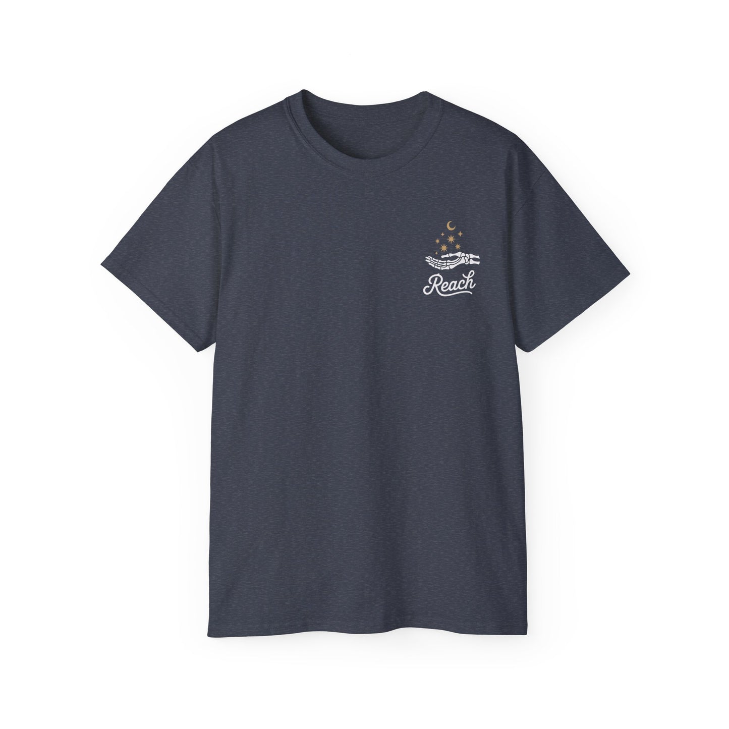 "Reach for the Light" – Skeleton Hand & Moon Shirt | Nighttime Version (John 8:12)
