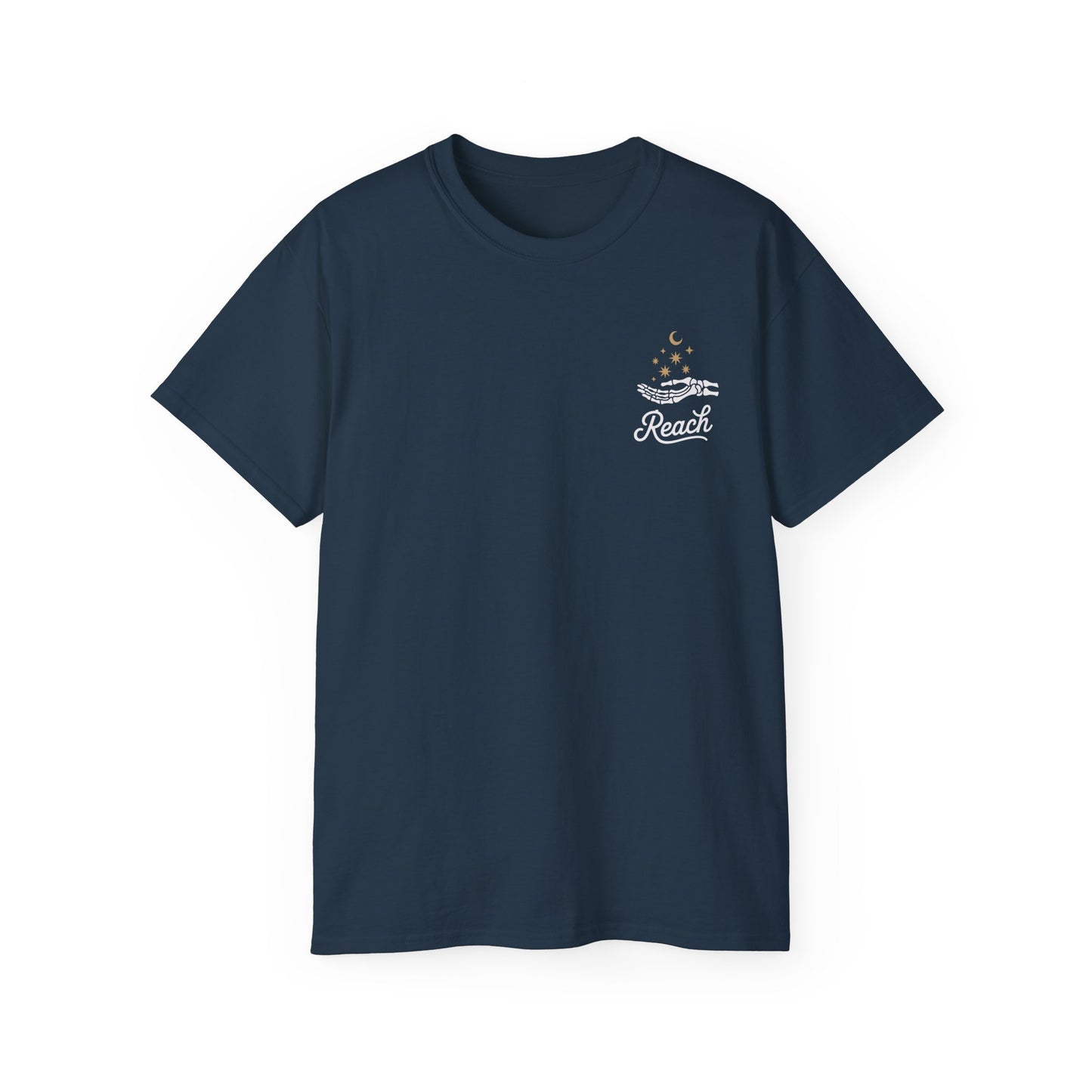 "Reach for the Light" – Skeleton Hand & Moon Shirt | Nighttime Version (John 8:12)