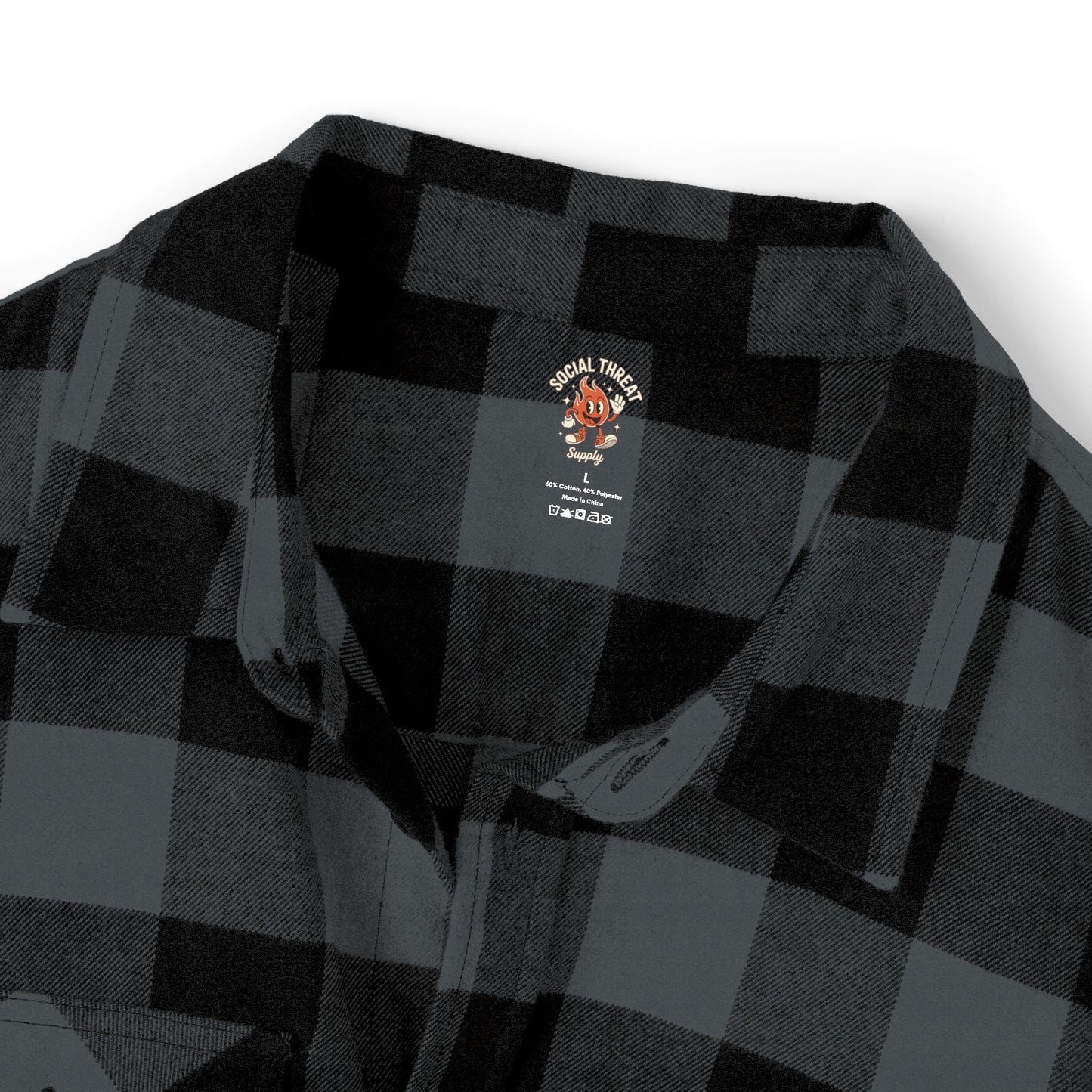 Social Threat Lighthouse Flannel – Vintage-Inspired Flame Logo & Nautical Back Print (Isaiah 58:8)