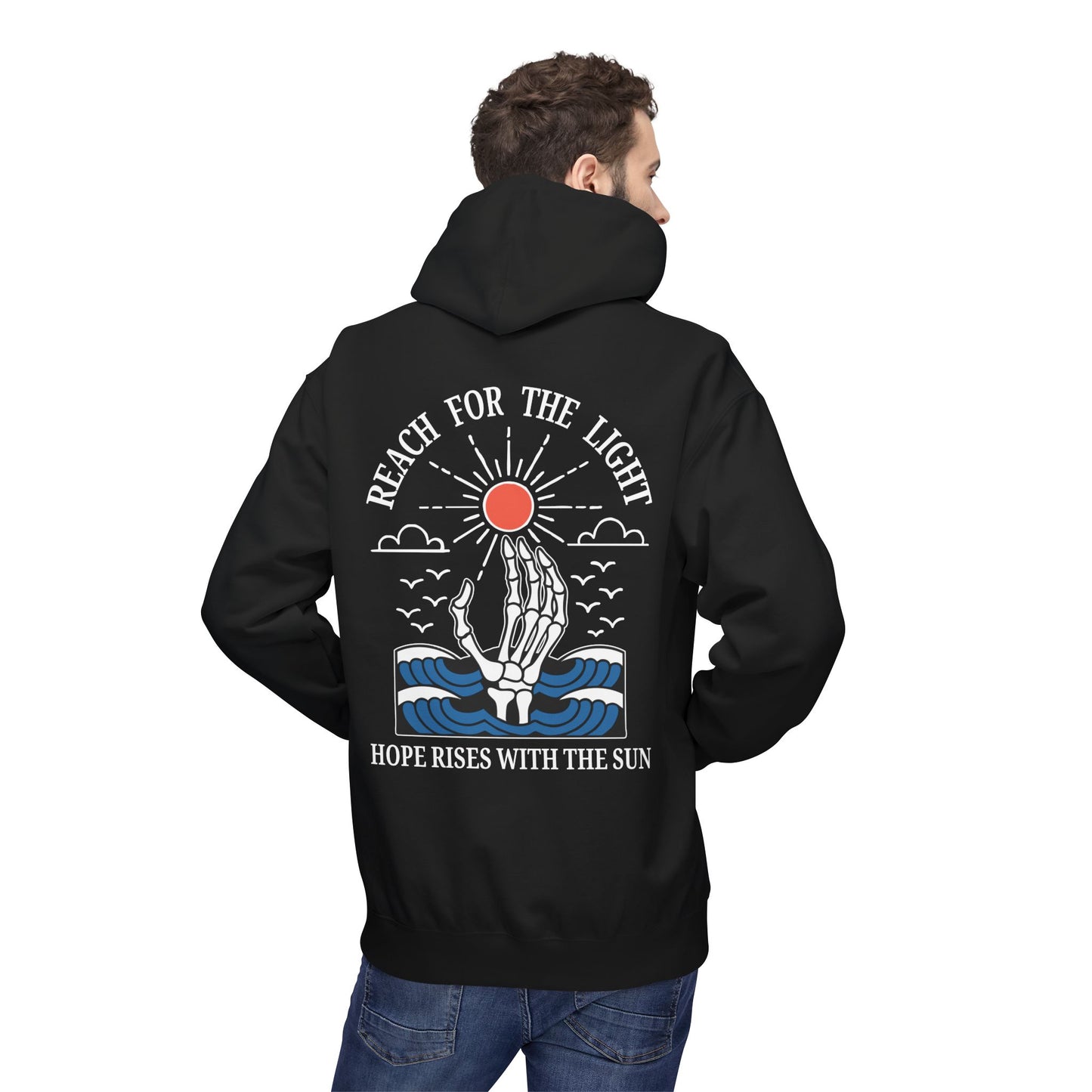"Reach for the Light" – Hope Rises With The Sun Hoodie | Day Version (John 8:12)