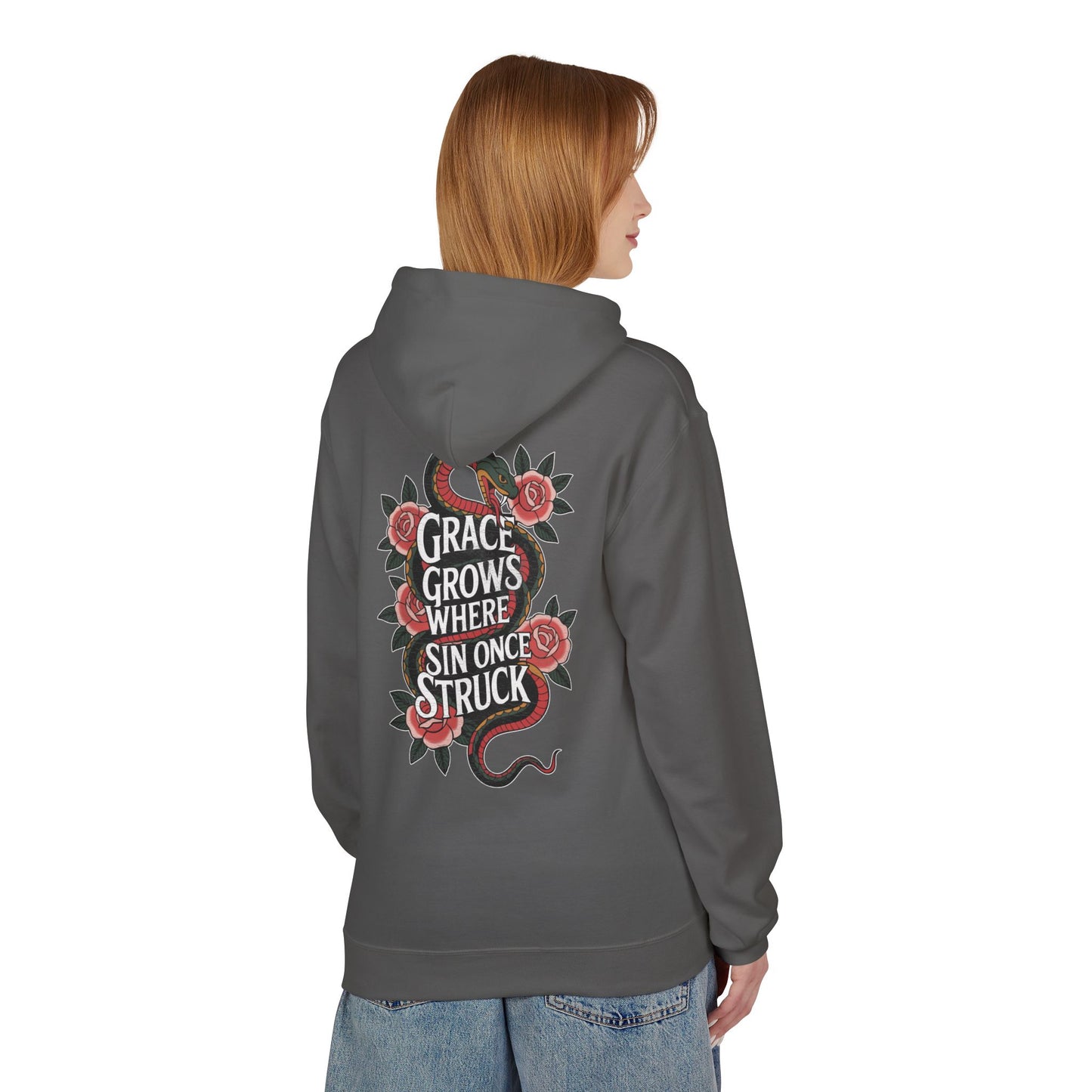 "Grace Grows Where Sin Once Struck" - Hoodie (Romans 5:20)