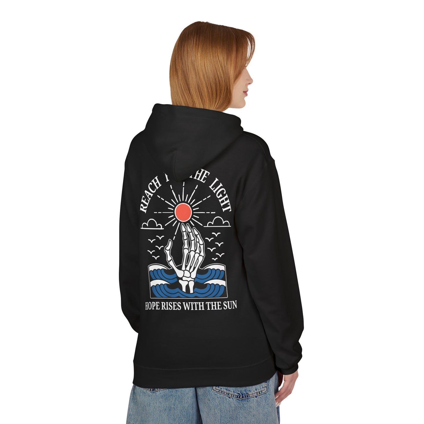 "Reach for the Light" – Hope Rises With The Sun Hoodie | Day Version (John 8:12)