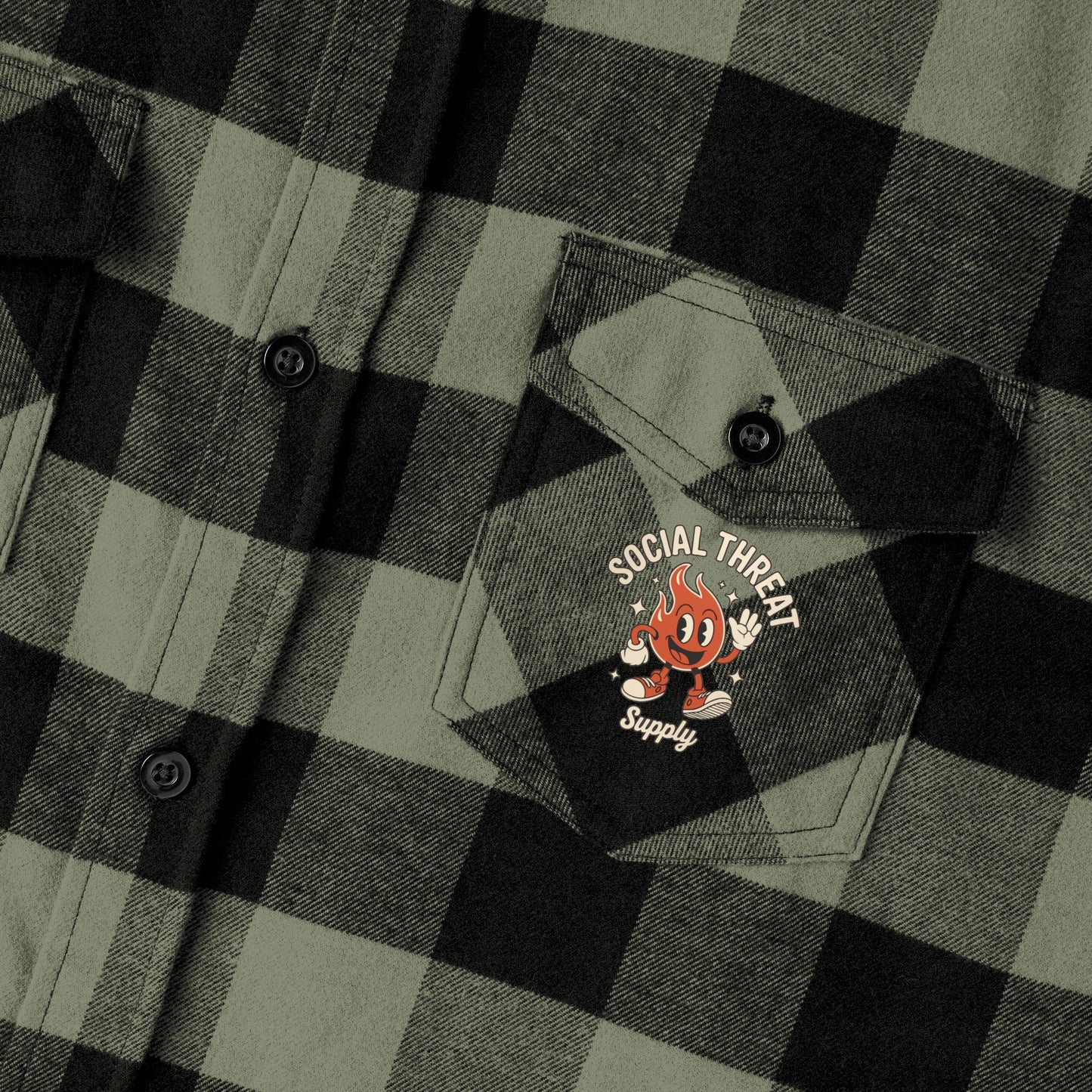 Social Threat Lighthouse Flannel – Vintage-Inspired Flame Logo & Nautical Back Print (Isaiah 58:8)