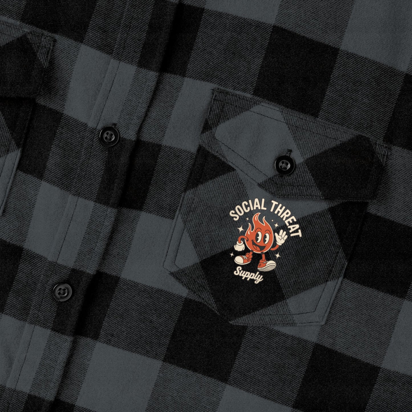 Social Threat Lighthouse Flannel – Vintage-Inspired Flame Logo & Nautical Back Print (Isaiah 58:8)