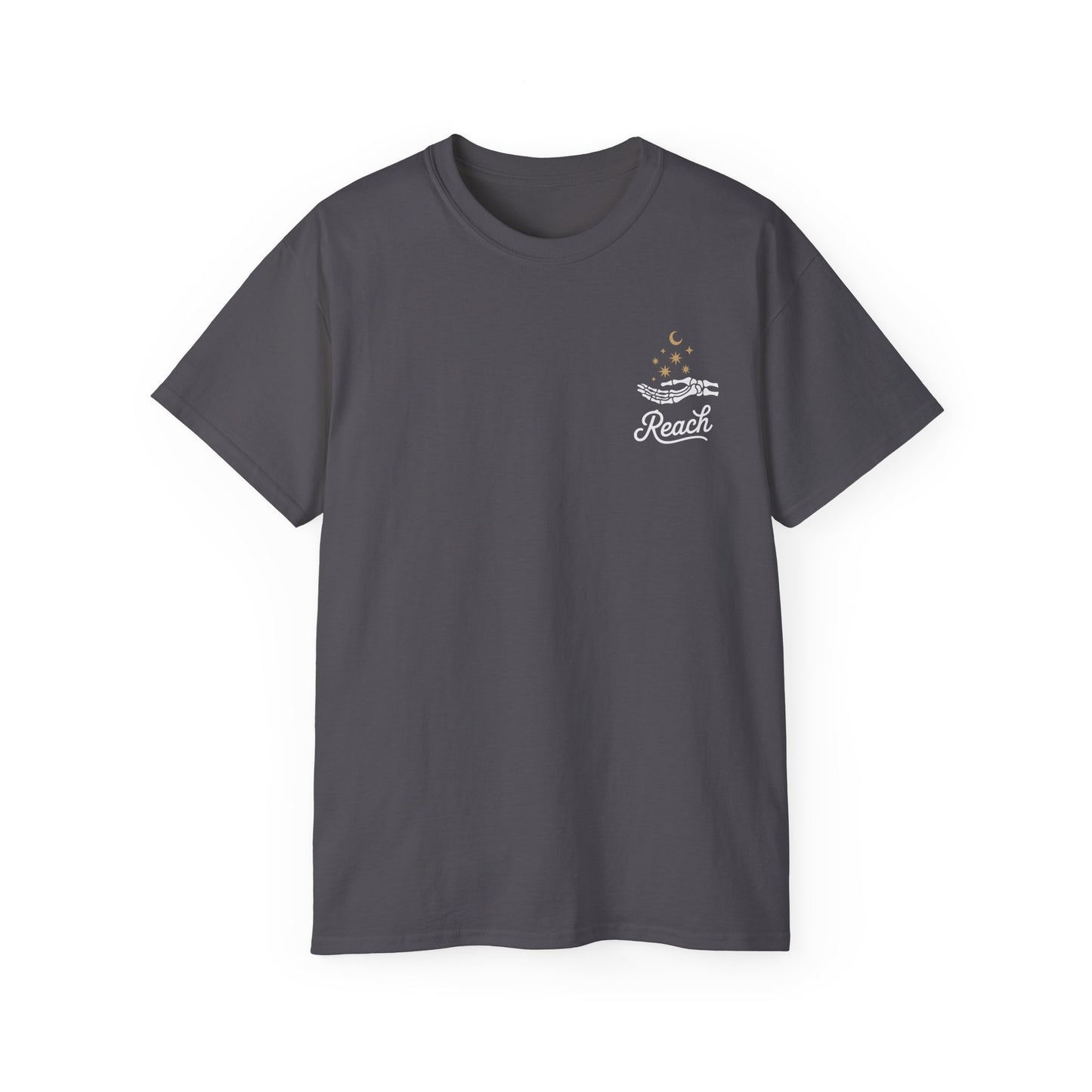 "Reach for the Light" – Skeleton Hand & Moon Shirt | Nighttime Version (John 8:12)