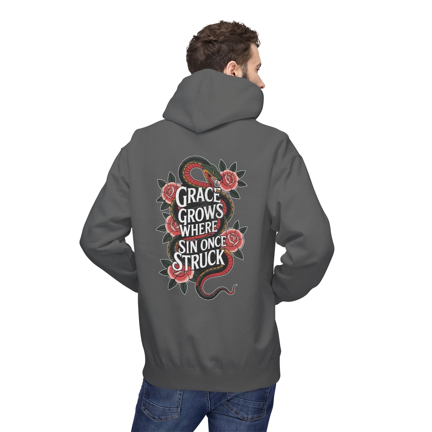 "Grace Grows Where Sin Once Struck" - Hoodie (Romans 5:20)