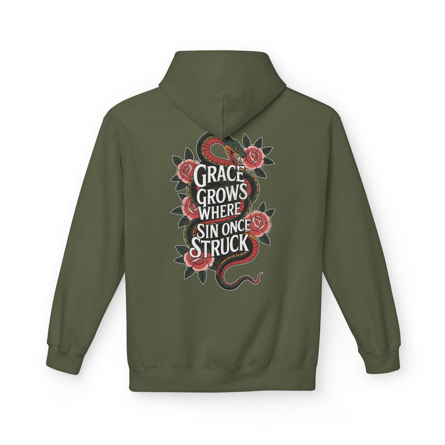 "Grace Grows Where Sin Once Struck" - Hoodie (Romans 5:20)