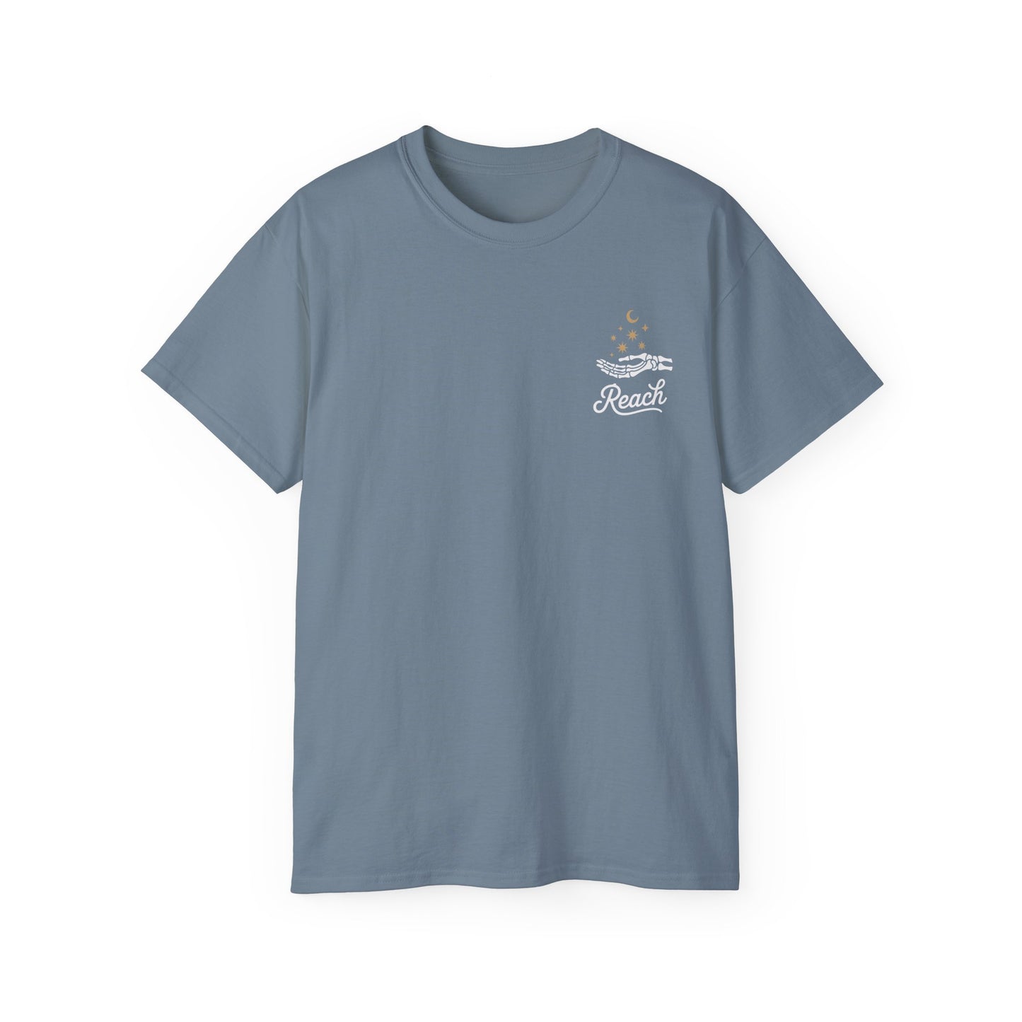 "Reach for the Light" – Skeleton Hand & Moon Shirt | Nighttime Version (John 8:12)