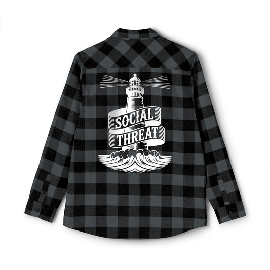Social Threat Lighthouse Flannel – Vintage-Inspired Flame Logo & Nautical Back Print (Isaiah 58:8)