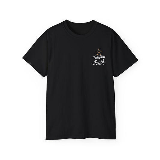 "Reach for the Light" – Skeleton Hand & Moon Shirt | Nighttime Version (John 8:12)