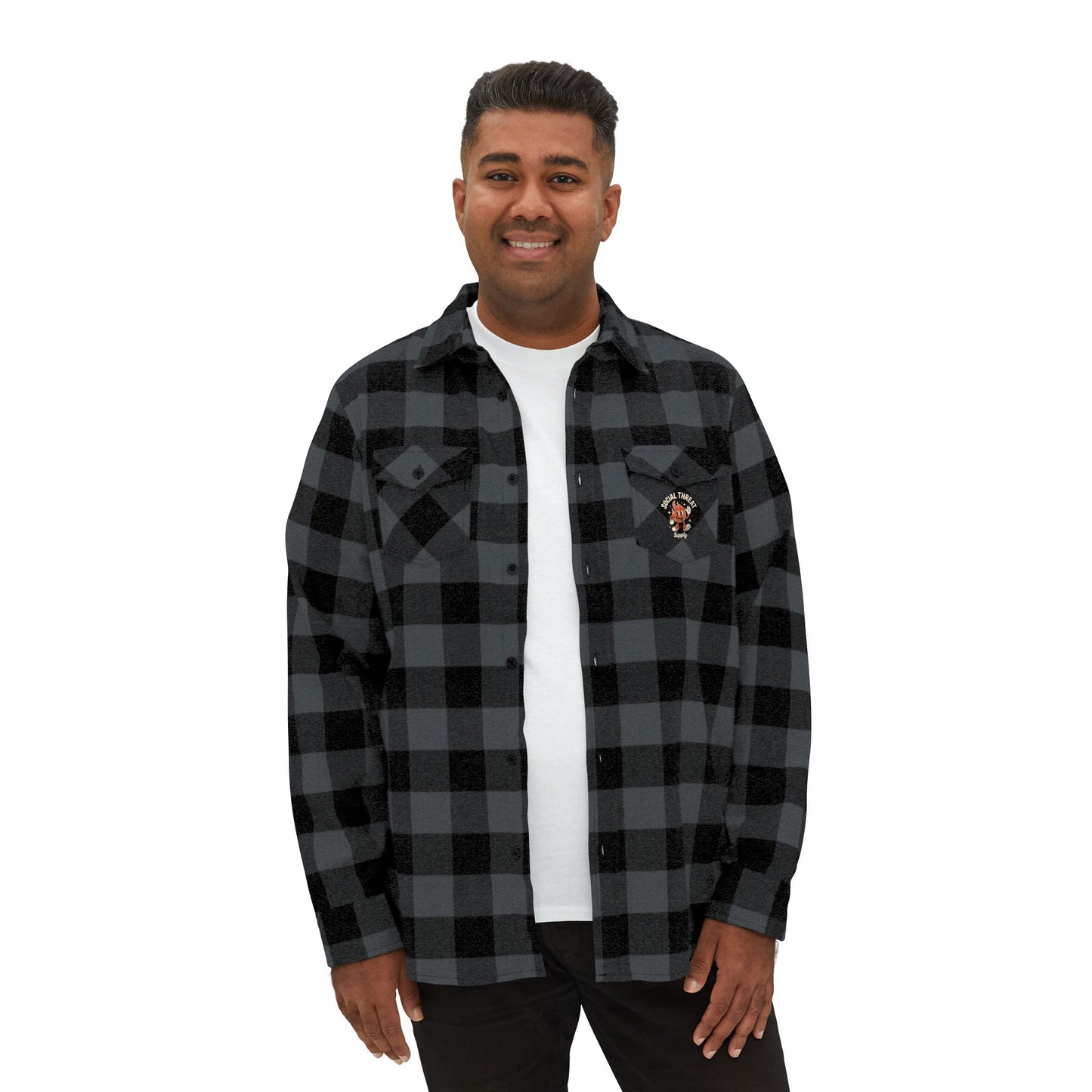 Social Threat Lighthouse Flannel – Vintage-Inspired Flame Logo & Nautical Back Print (Isaiah 58:8)