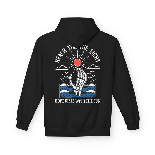 "Reach for the Light" – Hope Rises With The Sun Hoodie | Day Version (John 8:12)