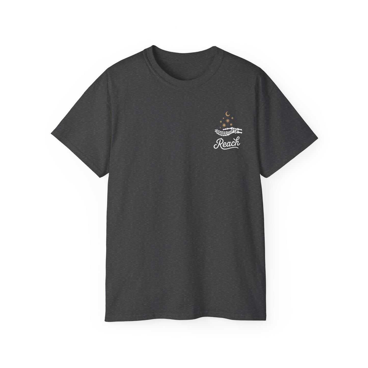 "Reach for the Light" – Skeleton Hand & Moon Shirt | Nighttime Version (John 8:12)