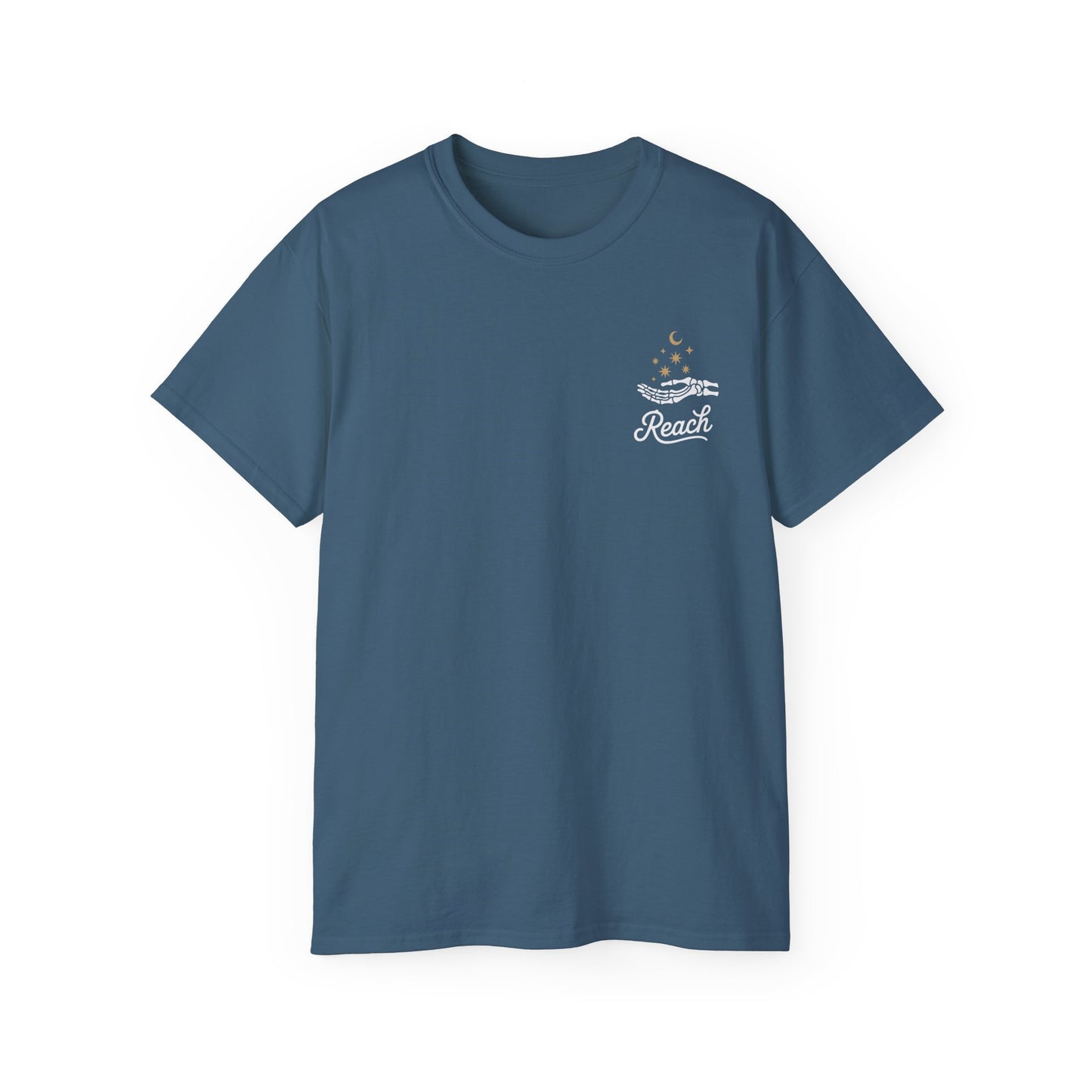 "Reach for the Light" – Skeleton Hand & Moon Shirt | Nighttime Version (John 8:12)
