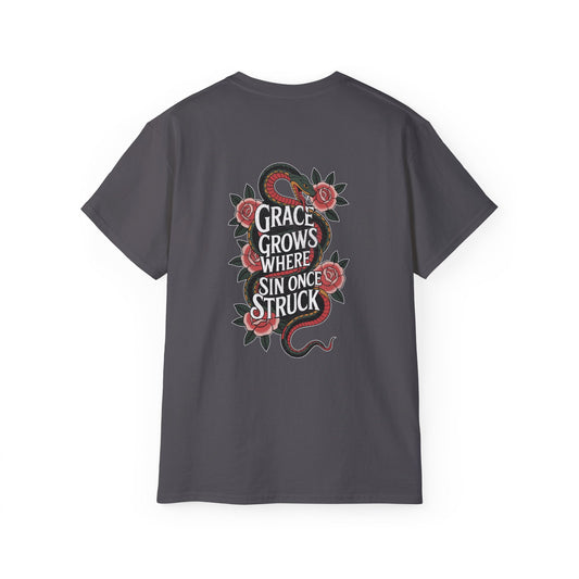 "Grace Grows Where Sin Once Struck" - Shirt (Romans 5:20)