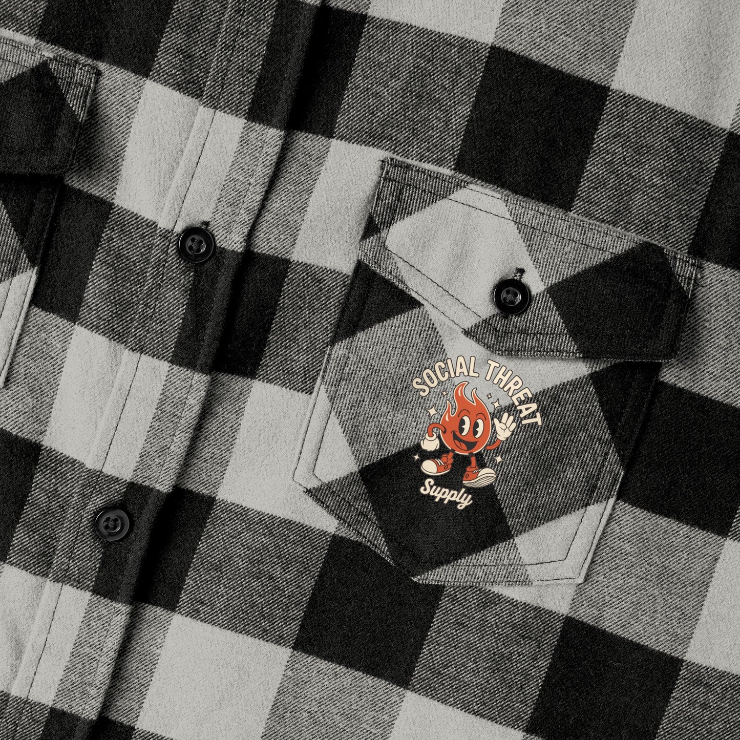 Social Threat Lighthouse Flannel – Vintage-Inspired Flame Logo & Nautical Back Print (Isaiah 58:8)